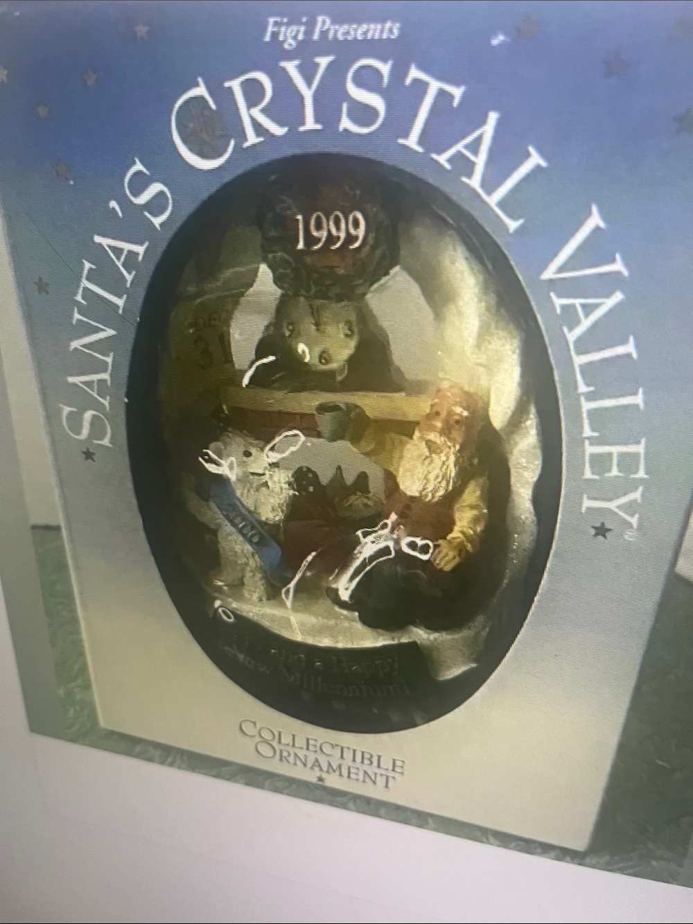 Santa's Crystal Valley 1999 Gold & White Collectible Holiday Ornament by Figi